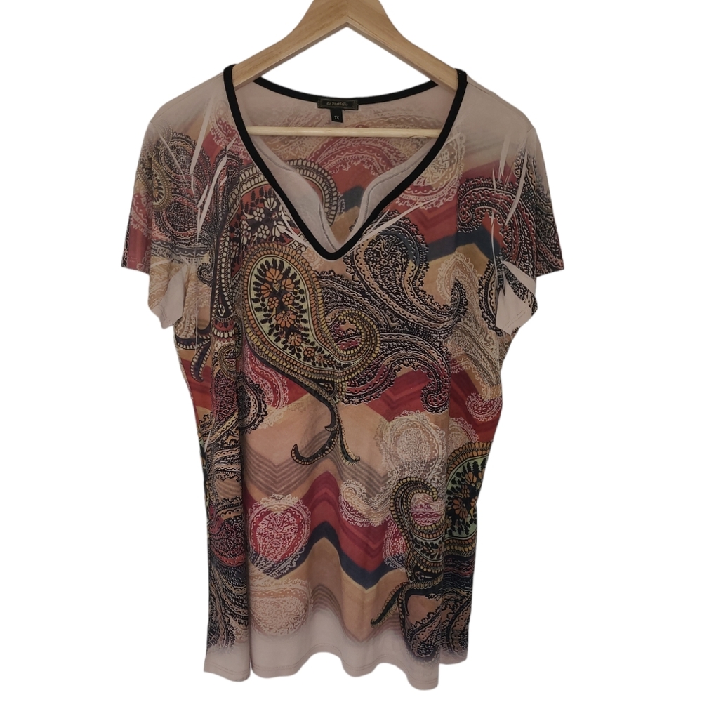 EUC de Portfolio women's floral abstract print comfy shirt top. 1X multi